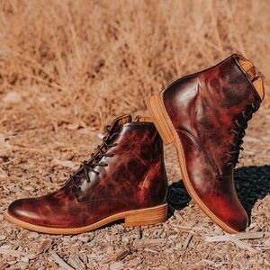 FREEBIRD Paxton Cognac Leather Tie Zip Side Boot Shoe Men's Sz 10